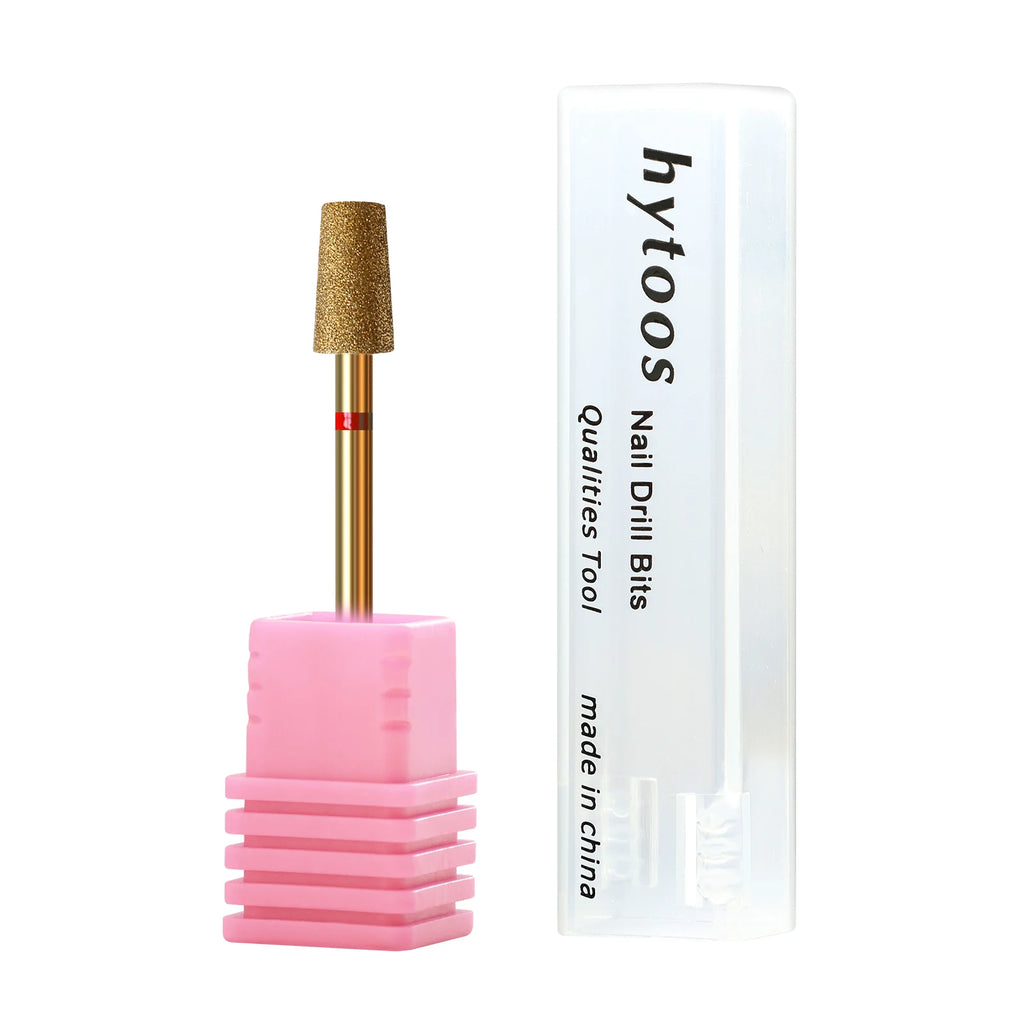 HYTOOS 5mm Large Tapered Barrel Cuticle Clean Nail Drill Bit, Titanium Russian Diamond Nail Bits Nail Cleaner Accessories Tool