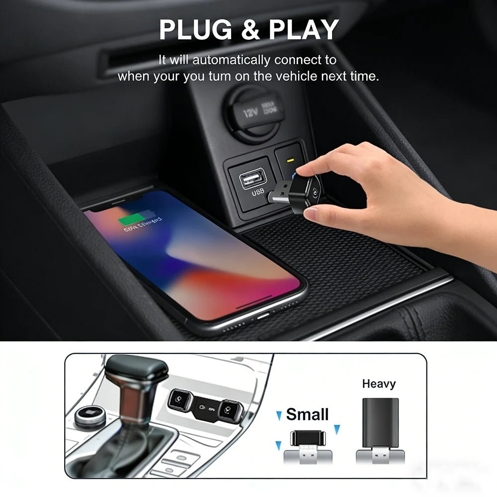 Wireless CarPlay Adapter 2026 Upgrade, Plug and Play, No Latency, Converts Factory Wired to Wireless, Compatible with iPhone 6+