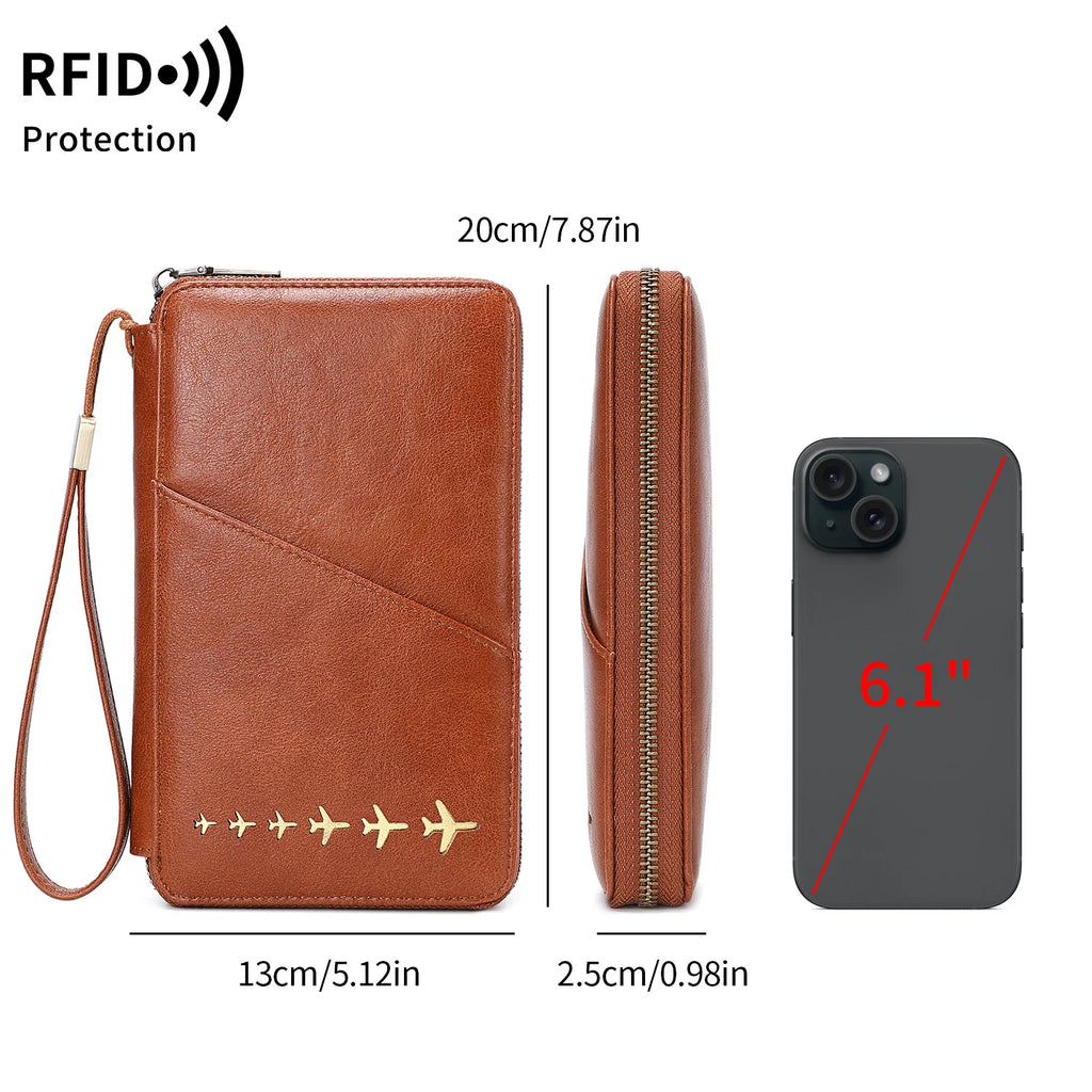 New Family Passport Holder Wallet RFID Blocking Travel Document Storage Bag Women Men Multifunctional PU Leather Passport Wallet
