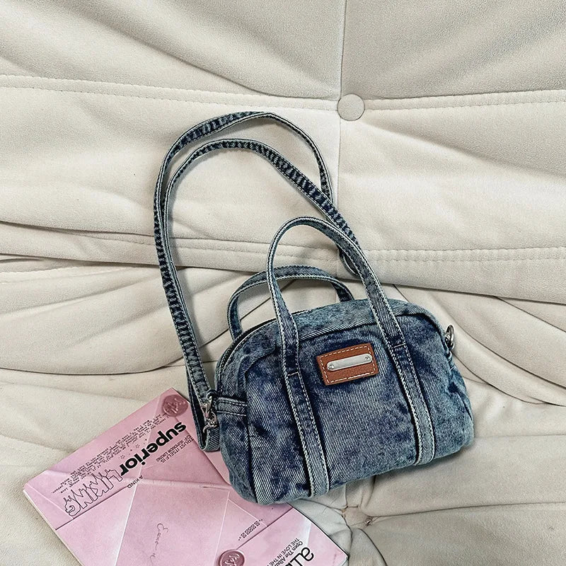 New Korean Style Mini Crossbody Bag Fashion Denim Shoulder Bag for Teenage Girl Relaxing and Versatile Travel Bag