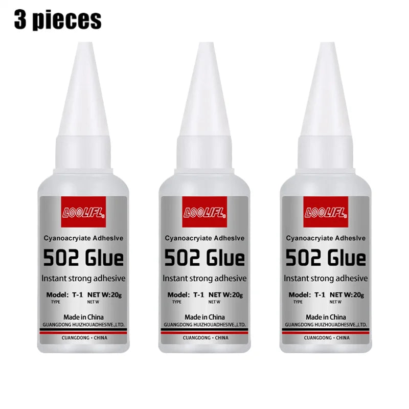 502 Super Adhesive - Quick Drying Cyanoacrylate, Suitable for Leather, Rubber, Metal, Strong Adhesive, Colorless and Transparent