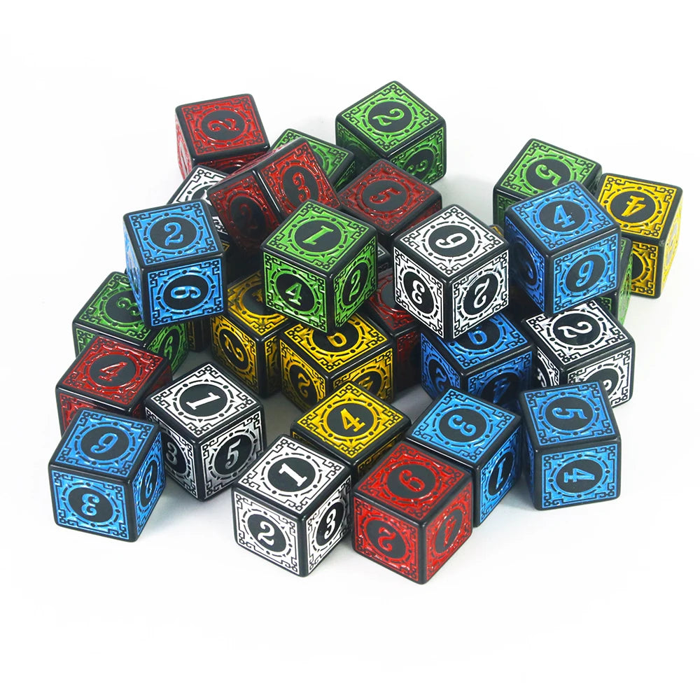 Dice 10Pcs D6 6 Sides for D&D Party Family Games RPG Dados As Collection