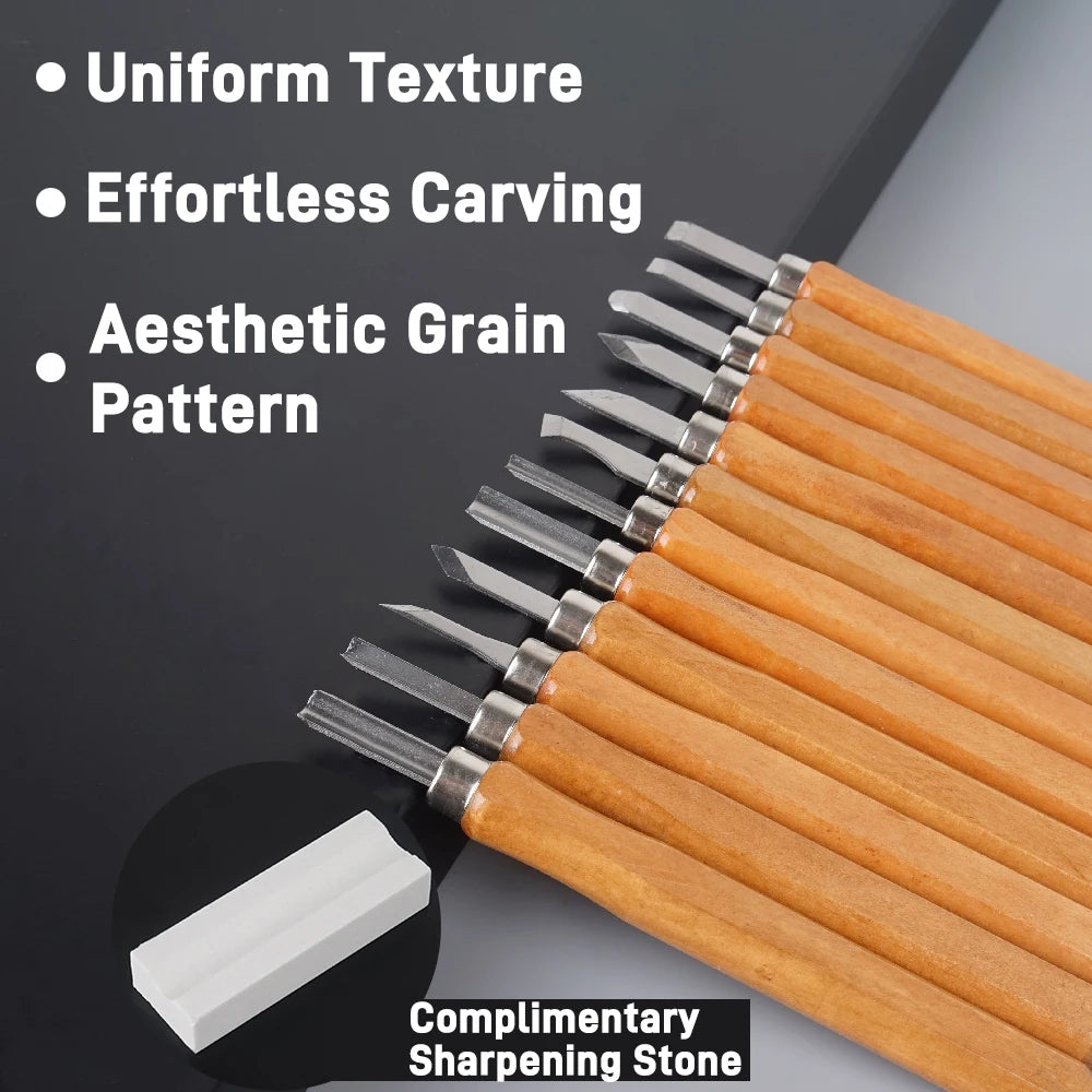 12pcs Professional Wood Carving Chisel Knife Set Suitable For DIY Carving Carpenter Experts And Beginners