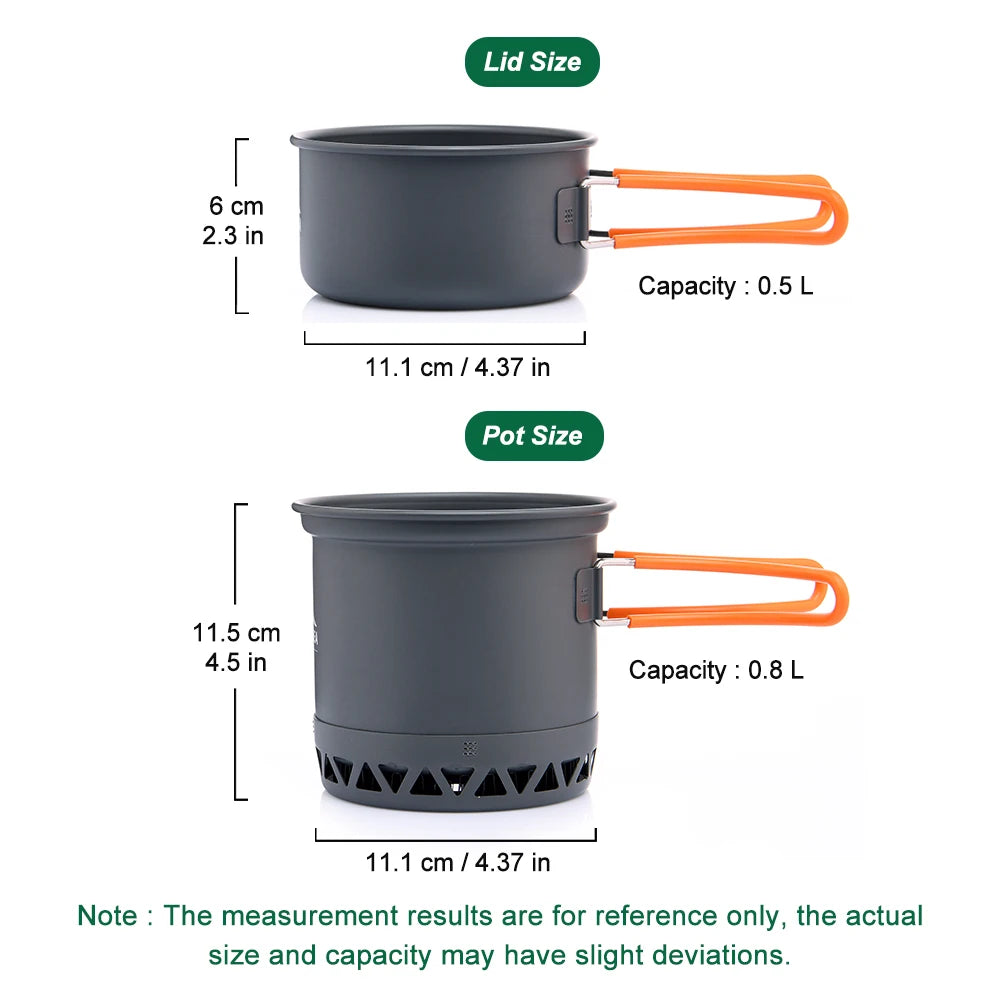 Outdoor Camping Pot 1.3L 2.3L Cookware Outdoor Cooking Kettle Set Heat Cooker Travel Tableware Tourist Kitchen Utensil Equipment