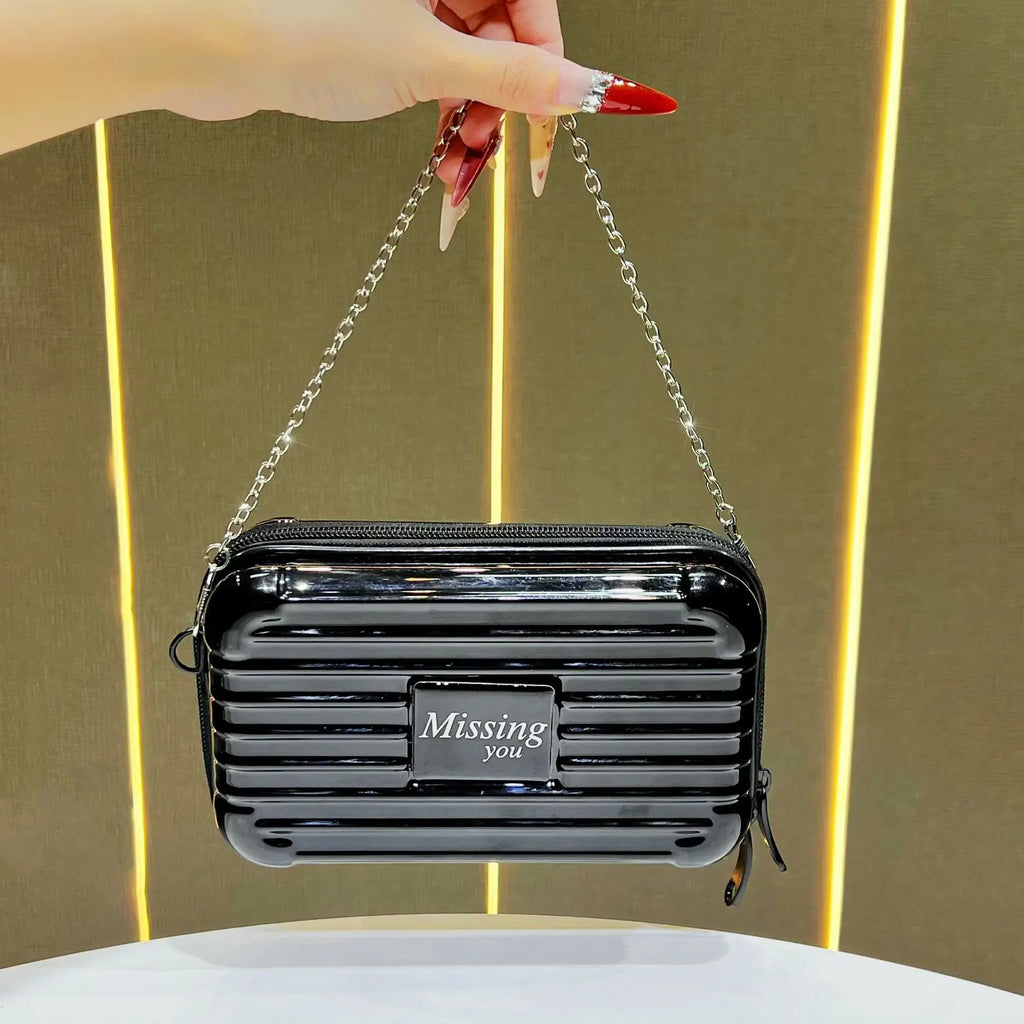 Mini Suitcase Shape Bag Fashion Luggage Bag Handbag Shoulder Bag Waterproof Bag Hard Shell Box Suitcase Purse Clutch Bag