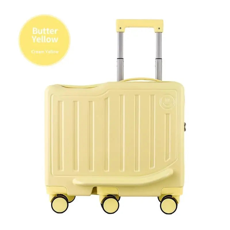 Kids Luggage Ride On 20 Inch Carry On Password Lock Portable Rolling Suitcase for Short Trip Toddler Birthday Present Travel Cut