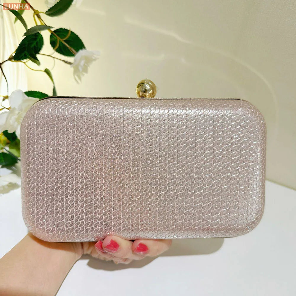 Evening Bags Vintage Metallic Box Bag Gold Silver Luxury Clutch Dinner Bag Hard Case Crossbody Purse for Party Wedding Gathering
