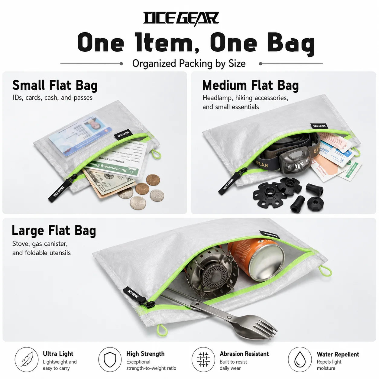 Ultralight Dyneema Crossbody Pouch Waterproof EDC Zipper Wallet Bag Outdoor Hiking Camping Mini Chest Bag Travel Organizer