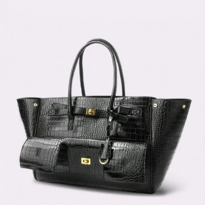 Luxury Leather Diaper Bag For Women Minimalist Design Handbag Elegant Classic Commuter Large Capacity Bag