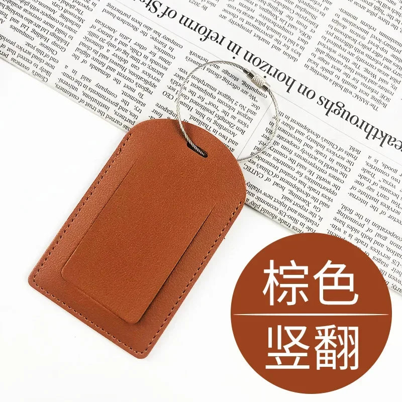 PU Leather Luggage Tag Suitcase Address Label Baggage Boarding Bag Tag Travel Accessories