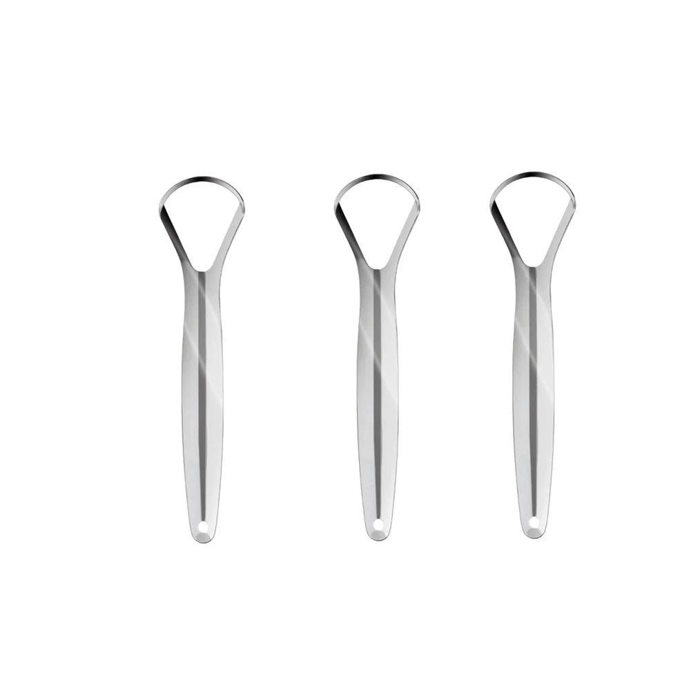 1/2/3/5/10Pcs Portable Single Layer Tongue Scraper Reusable Stainless Steel Oral Mouth Brush Tongue Scraper Fresh Breath Maker