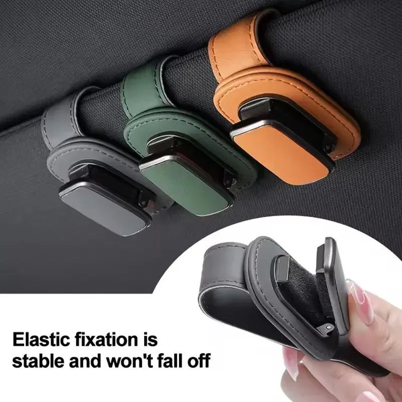 1pc Car Leather Eyeglass Holder, Sun Visor Storage Box,Car Invoice Organizer, Sunglasses Interior Rack,Car Organization Supplies
