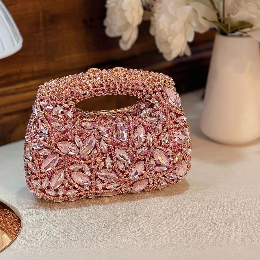 luxury full diamond hollow handbag multi-color rhinestone shining design exquisite and smart dinner bag