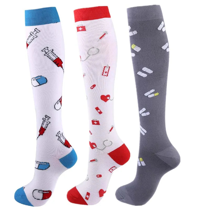 Unisex Compression Socks for Men and Women Medical Diabetes Varicose Veins Sports Socks for Running Cycling Travel Flight Yoga
