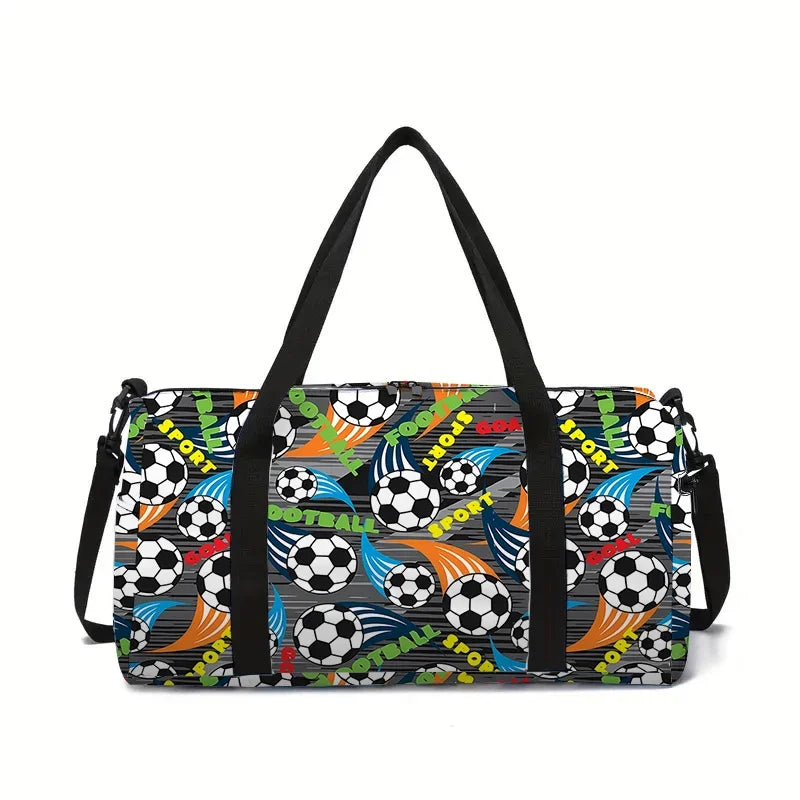 Jumping Football Large Capacity Luggage Bag  For Boy And Girls Best Gifts 2D Flat Cartoon Travel Duffels Hand Bag For Children