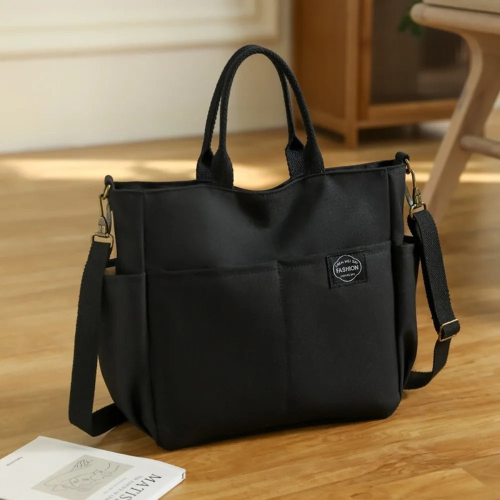 Fashion Women's Shoulder Bag Canvas Large Capacity Crossbody Handbag Multi Pocket Zipper Mommy Bags for Female