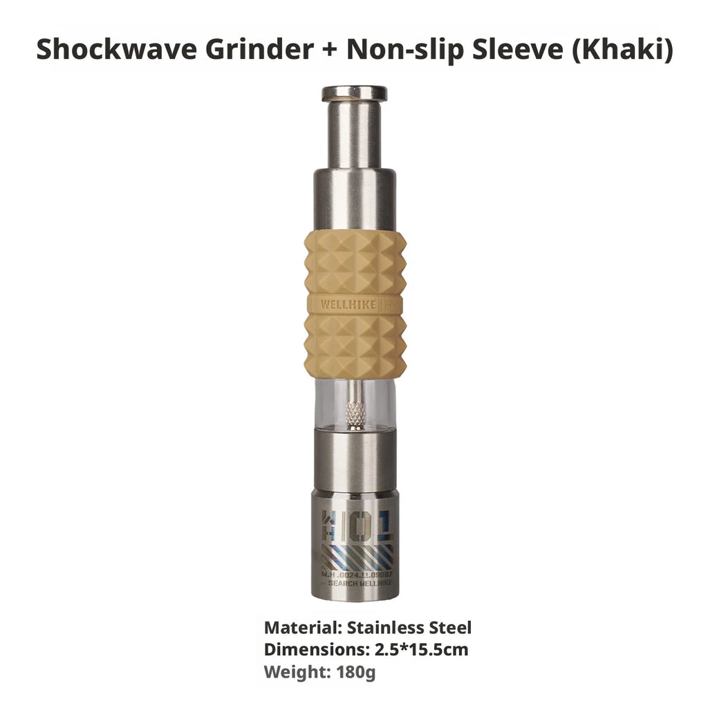 WELLHIKE Shock Wave Grinder - Stainless Steel Tactical Pepper & Sea Salt Manual Press Spice Shaker with GZ Silicone Sleeve