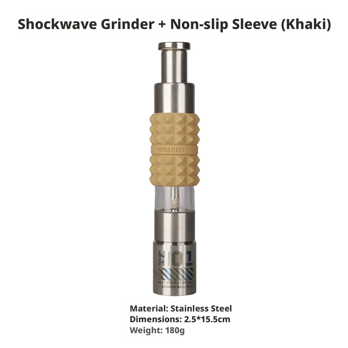 WELLHIKE Shock Wave Grinder - Stainless Steel Tactical Pepper & Sea Salt Manual Press Spice Shaker with GZ Silicone Sleeve