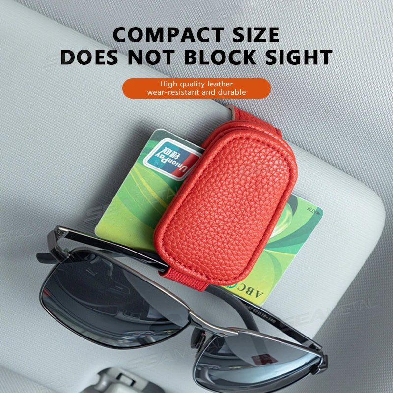 BLALION Car Sun Visor Clip Glasses Cards Case Auto Sunglasses Visor Glasses Holder Sunglasses Bracket Holder PU Glasses Support