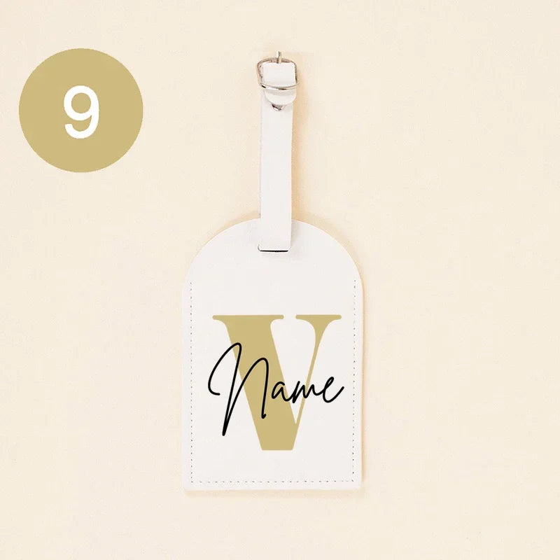 Personalised Monogram PU Luggage Tag Initial with Name Leather for Suitcase Baggage Handbag Tags Travel Bag Label Tag Best Gifts