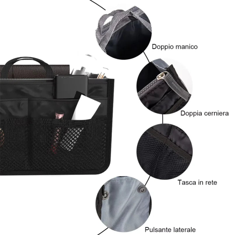 Travel Insert Organizer Bag Women Nylon Insert Organizer Handbag Purse Multiple Large Capacity Lady Insert Bag Liner Makeup Tote