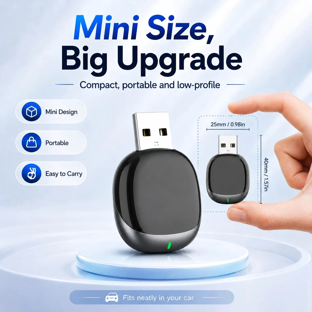 2026 Upgraded 2-in-1 Wireless CarPlay Adapter USB to Type-C Metal Mini Dongle Convert Wired to Wireless CarPlay Plug & Play Auto