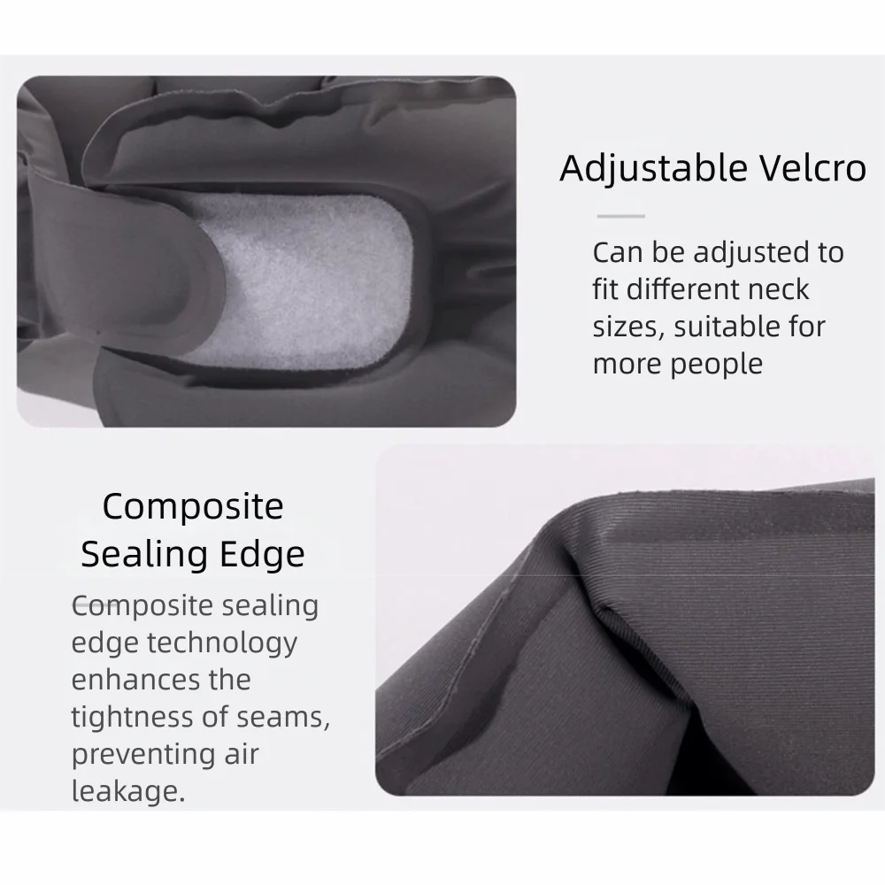 Manual Inflation Inflatable Neck Pillow Ultralight Breathable Napping Neck Headrest Adjustable with Air Pump