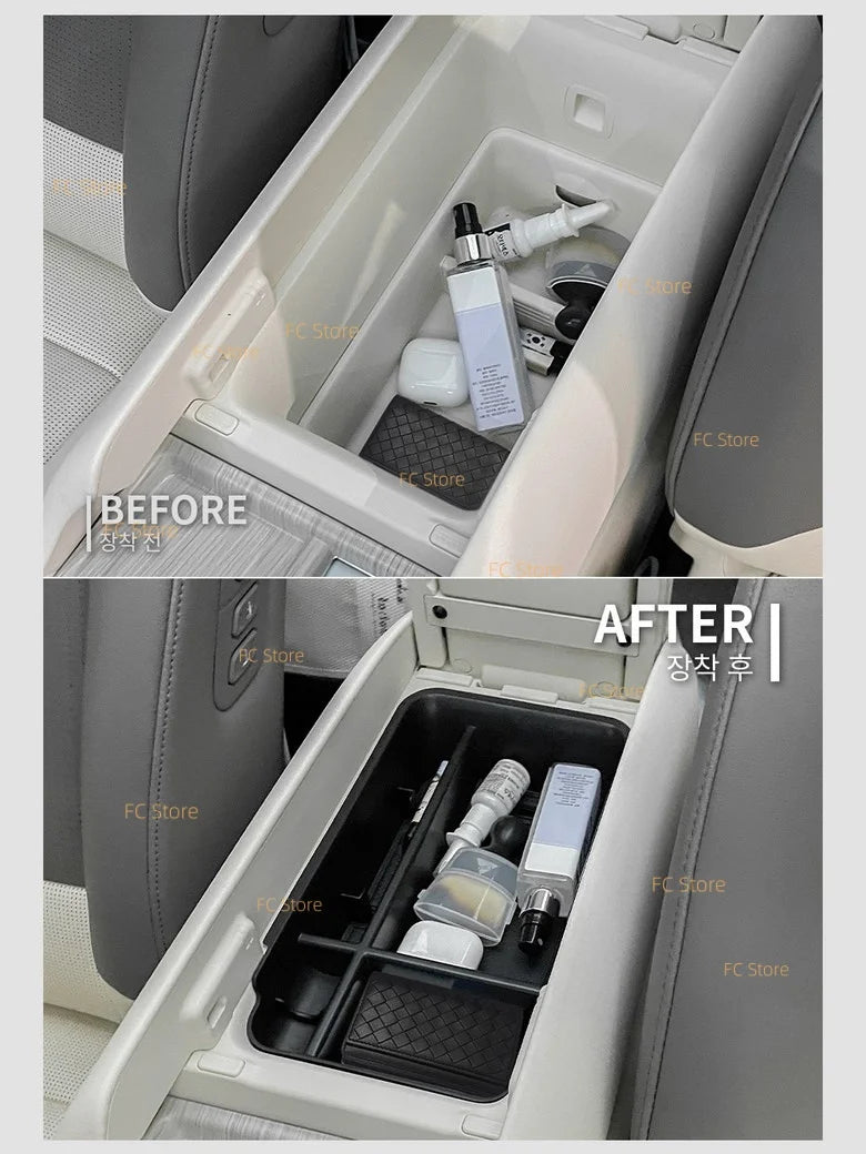 For IONIQ 9 2025 Center Console Organizer Box Armrest Box Car Interior Storage Box Anti-slip Silicone Mat Organizer Insert