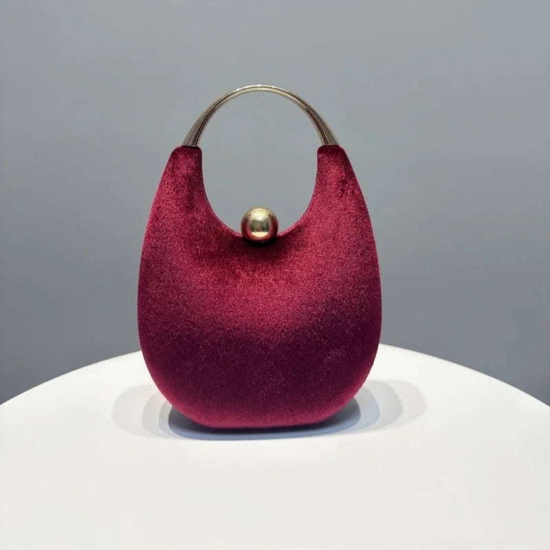 Velvet Sequin Evening Bag for Women Soft Polyester Urban Simple Style Dumpling Bag Lady Wedding  Gown Bag Banquet Bag