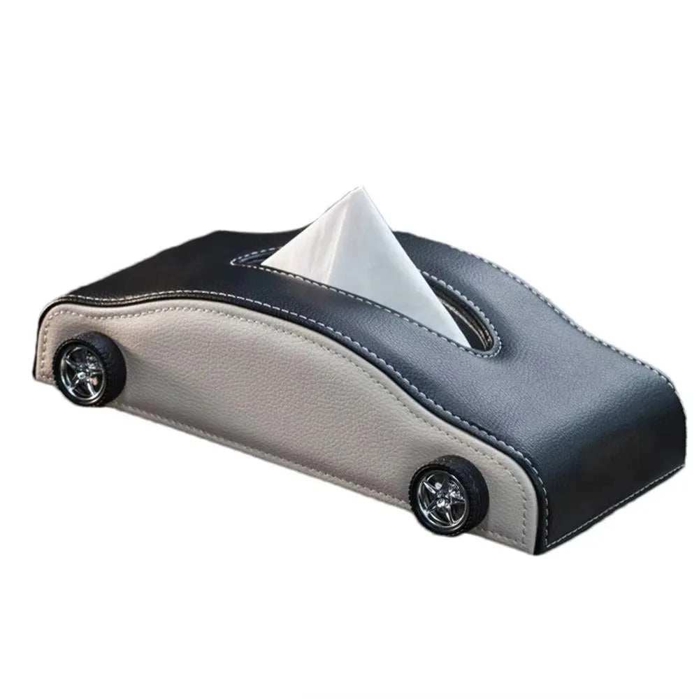 Creative Car Shape Tissue Box Decorative Simulated Tire Auto Napkin Holder Portable Space Saving Tissue Dispenser Interior