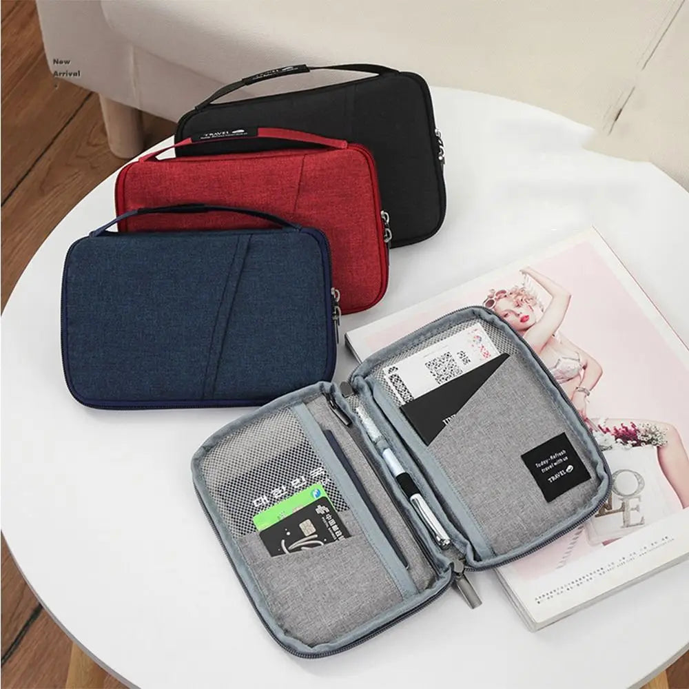 Travel Accessories Travel Wallet OX Cloth Ticket Holder Family Passport Holder Zipper Passport Protective Cover Document Case