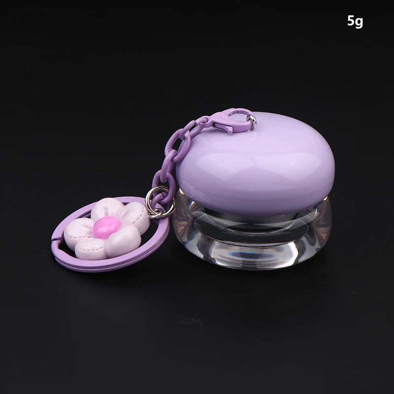 1Pcs 5g Mini Empty Plastic Lip Mask Jars With Keychain Pendant Lip Balm Cans Cream Lip Balm Containers Lipstick Makeup Container