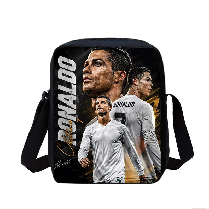 CR Boys Girls School Bags Phone Bag Football Star Shopping Bag Best Gift Printed Ronaldo Shoulder Messenger Bag Handbag