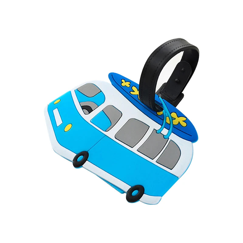 Travel Accessories Creative Baggage Boarding Tags Luggage Tag Cartoon Car Bus Aircraft Suitcase ID Addres Holder Portable Label