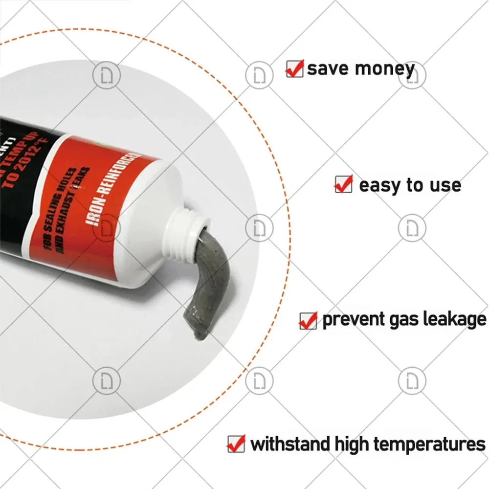 High-Temp Exhaust Pipe Repair Glue for Motorcycle Car Smoke Exhaust Pipe Seal Welding Leak Repair Adhesive for  Tailpipes 70g