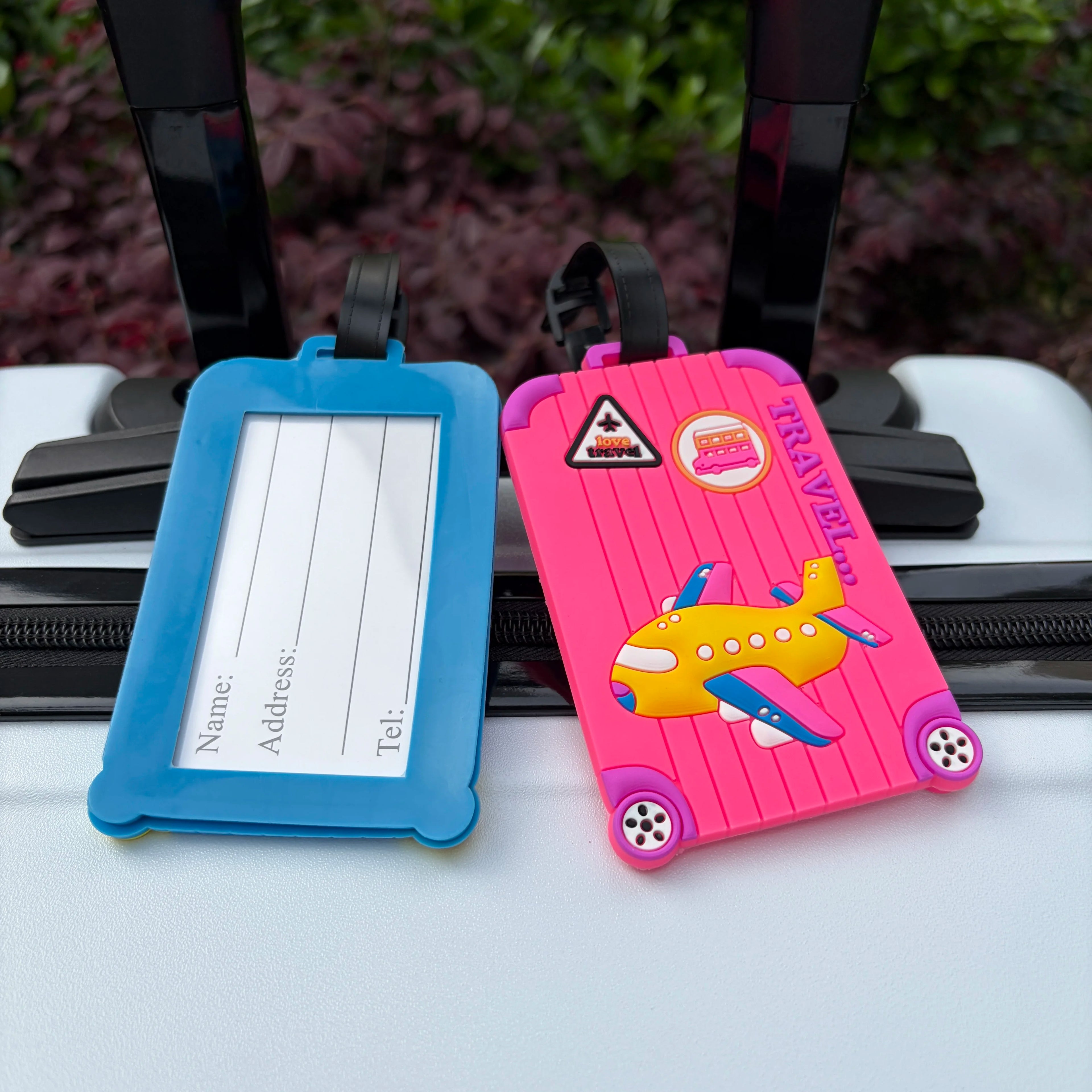 Creative Silicone Airplane Luggage Tag, Anti-Lost Travel Suitcase Pendant, Bag Tag, Boarding Pass Holder, Can Include Replaceable Name Card