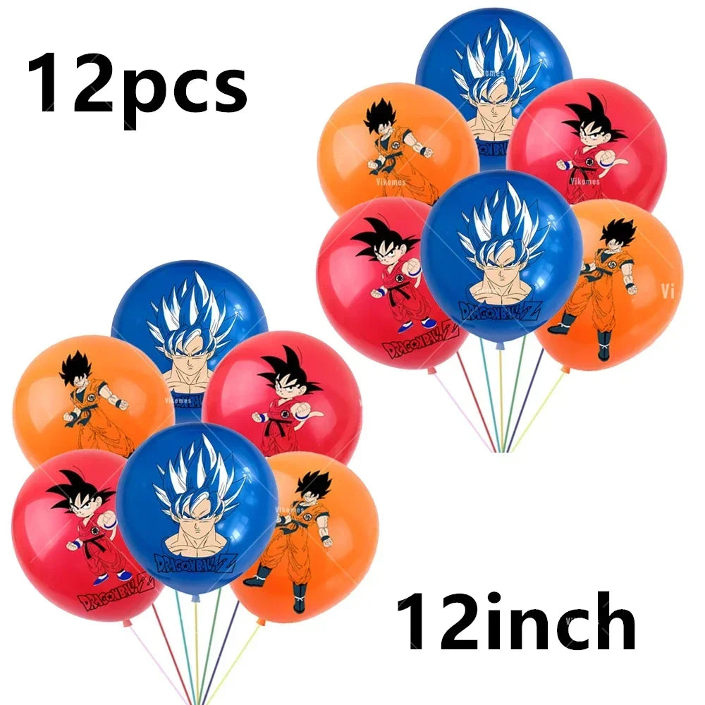 Dragoned Ball Z Balloons Happy Birthday Banner Goku Vegeta Ballons Party Decoration Plate Disposable Tableware Cake Topper Toy