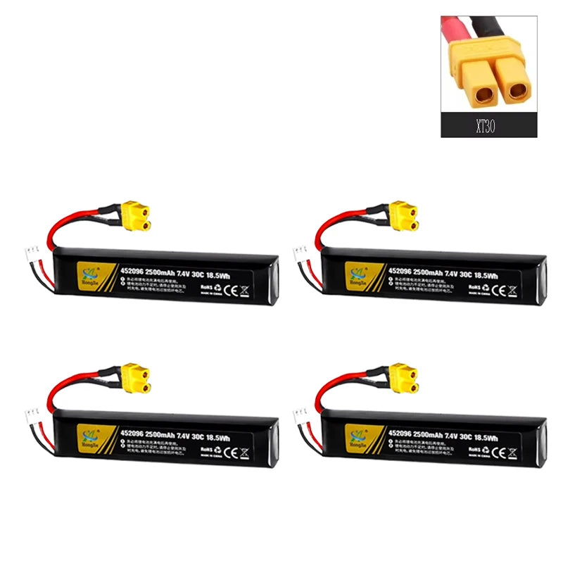 7.4V 2500mAh Lipo Battery Split Connection for Water Gun 2S 7.4V Battery for Mini Airsoft BB Air Pistol Electric Toys Guns Parts