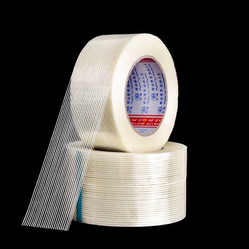 25/50 meters Grid Glass Fiber Tape Super Strong Single Side Wear-Resistant Strapping Packaging Fixed Bundled Adhesive Tape