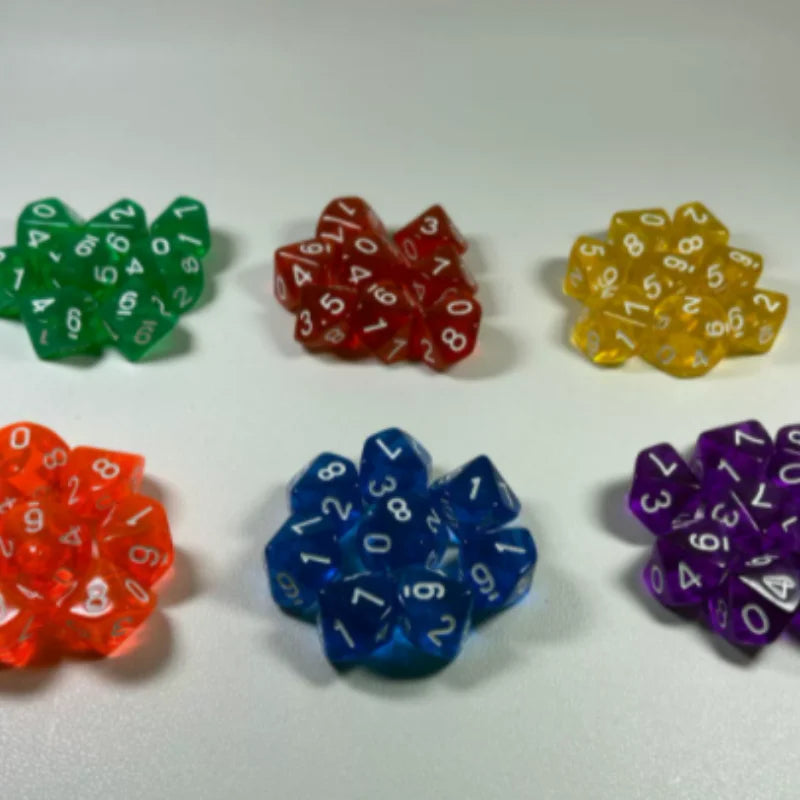 7 Pieces/set of 10-sided Number Dice 1-10 Fun and Educational Board Game Multi-color Set