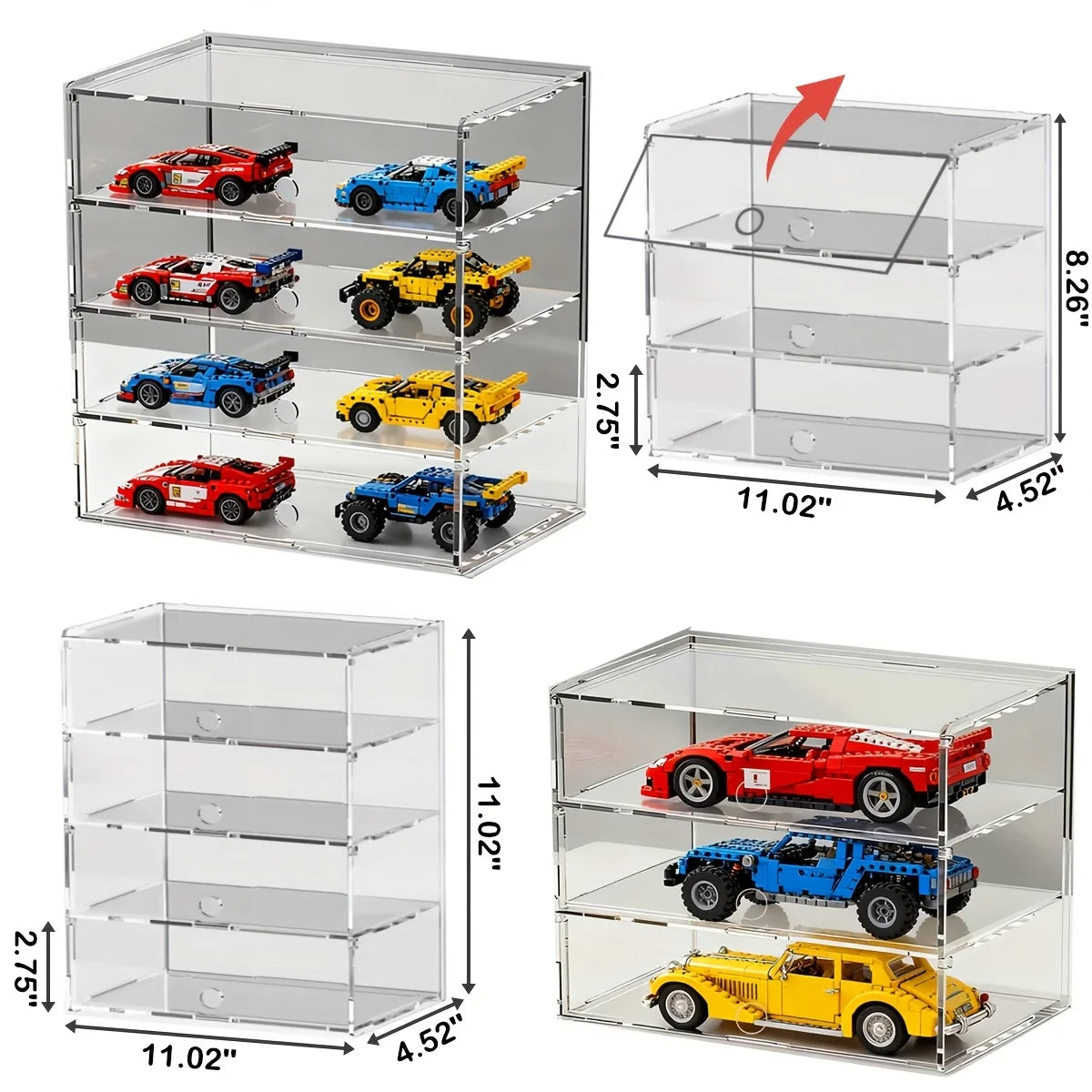 Clear Acrylic Multi-layer Tier Display Case with Door Storage Box for Model Cars Building Blocks Figures Collectibles