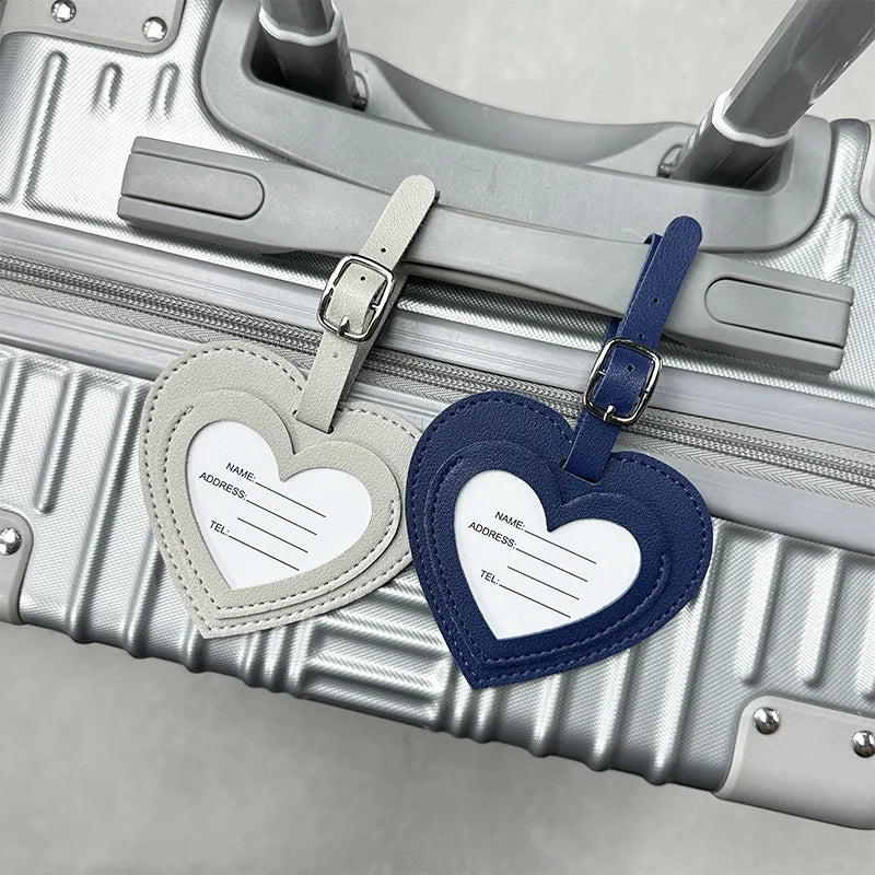 Luggage Tags Vacation Travel Accessories Creative PU Love Boarding Pass Thickened Leather Luggage Tag Check in Tag Id Name Tags