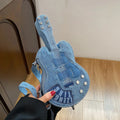 Export New Arrival Denim Guitar Bag, Indie Rock Grunge Shoulder Bag, Niche Fashion Statement, Instagram-Ready Unisex Purse