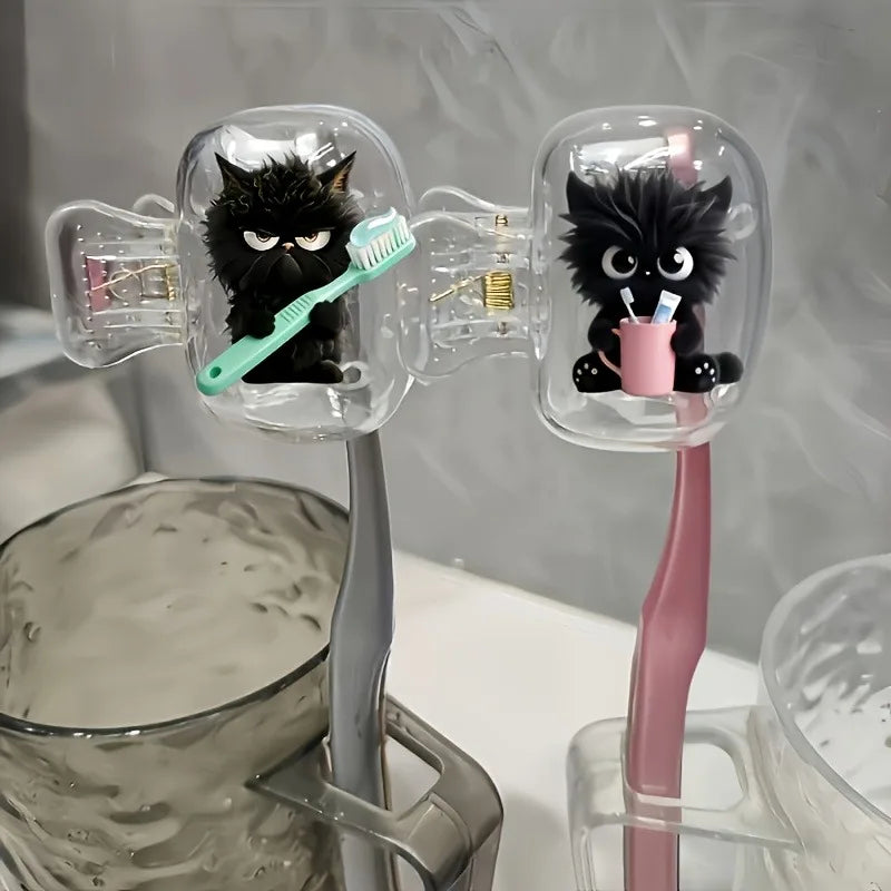 4pcs cute cat toothbrush head cover, family, business travel, outdoor travel essential bathroom accessories, storage solutions