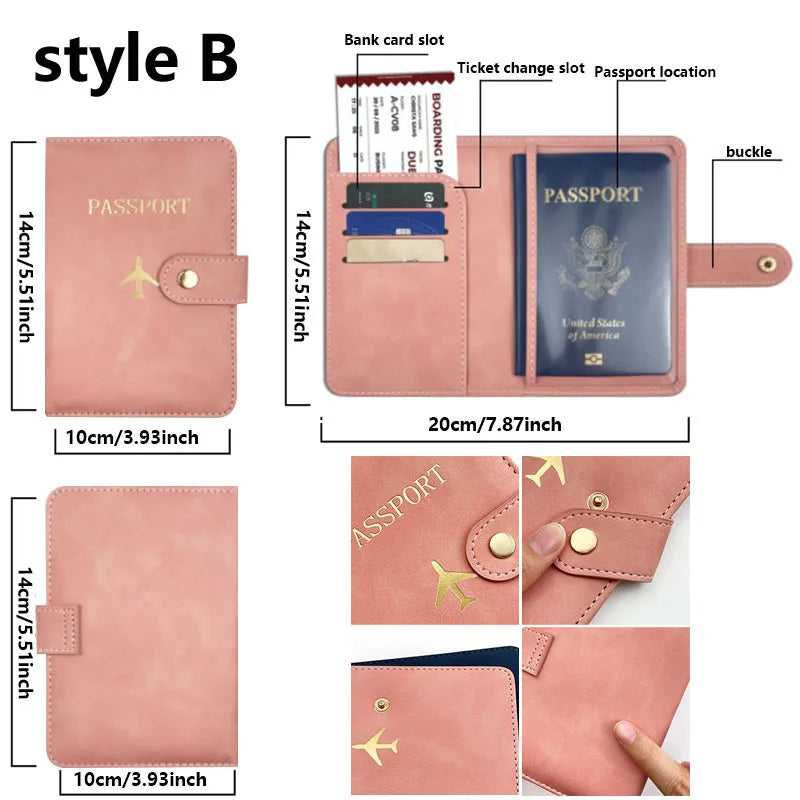 Leather Passport Holder Covers Case for Travel Essentials Credit Card Wallet Passport Book for Women/Men Buckle Passport Cover
