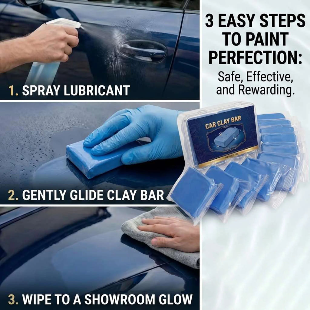 Professional Car Clay Bar for Detailing, Deep Cleaning Auto Paint & Glass, Reusable & Eco-Friendly, Portable Case, Easy Kit
