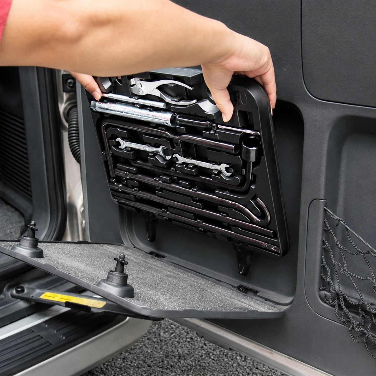 For 2003-2009 Toyota Land Cruiser Prado LC120 J120 Emergency Tool Box Storage Organizer Black Trunk Accessories