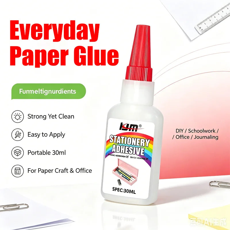 KJM 30ML Stationery Adhesive Glue, Non-Toxic Paper Glue for School Projects, Office Documents, DIY Crafts & Scrapbooking