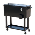 80 QT Wheeled Stand-Up Drink Cooler Cart,Silver,For Outdoor Party, Custom