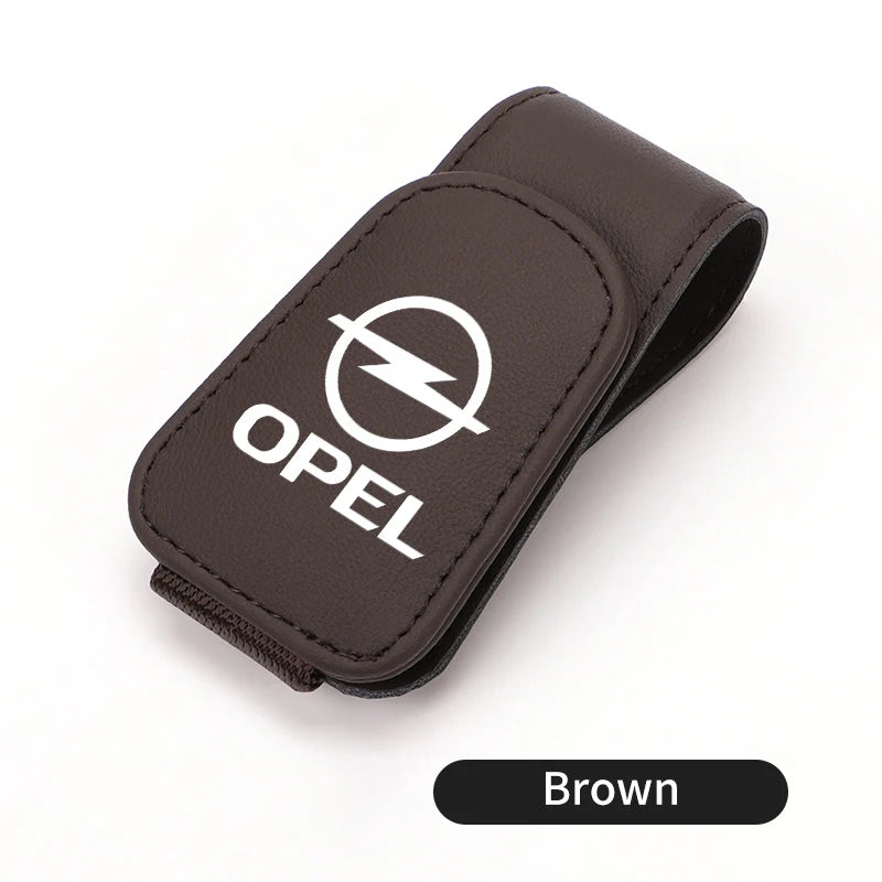 Car Magnetic Leather Card Ticket Holder Sun Visor Glasses Clip For Opel Astra H G J Insignia Corsa Zafira Meriva Mokka